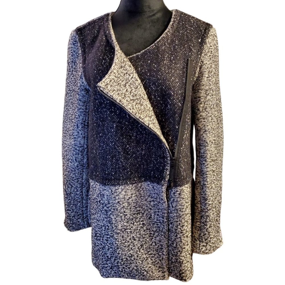 Vintage Robert Rodriguez Black and White Heathered Coat Double Zipper Size 8